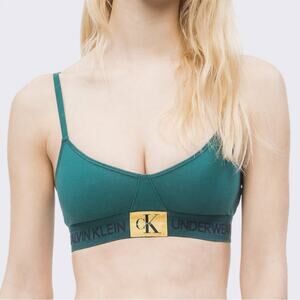 Calvin Klein Unlined Triangle Bralette Deep Green Size X-Small
